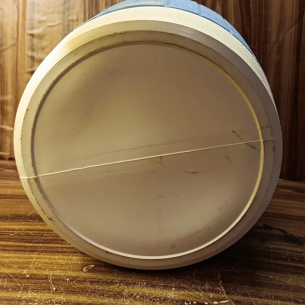 Vintage 1970s Thermos blue white beverage picnic beach 1 gal